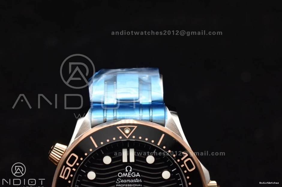 Black Ceramic A SS 300M Edition RG on Seamaster SS Best 1:1 Diver VSF Dial Black TopPick 1084 Bracelet 0117